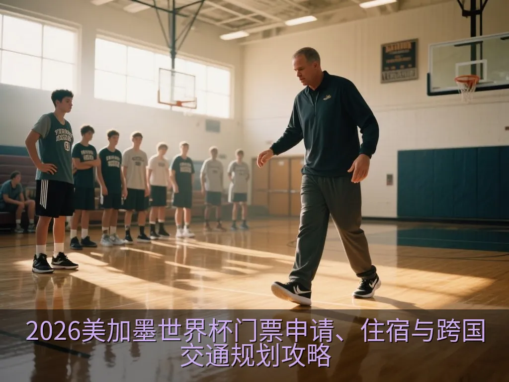 黄昏时分，一座充满现代科技感的巨型体育场远景，散发着柔和的灯光